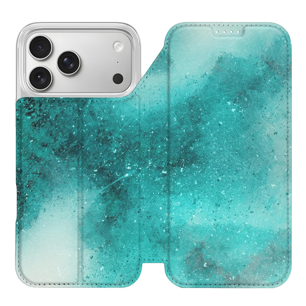 Book Case Apple iPhone 18 Pro Max Painting Blue kunstzinnig ontwerp boekhoesje turquoise