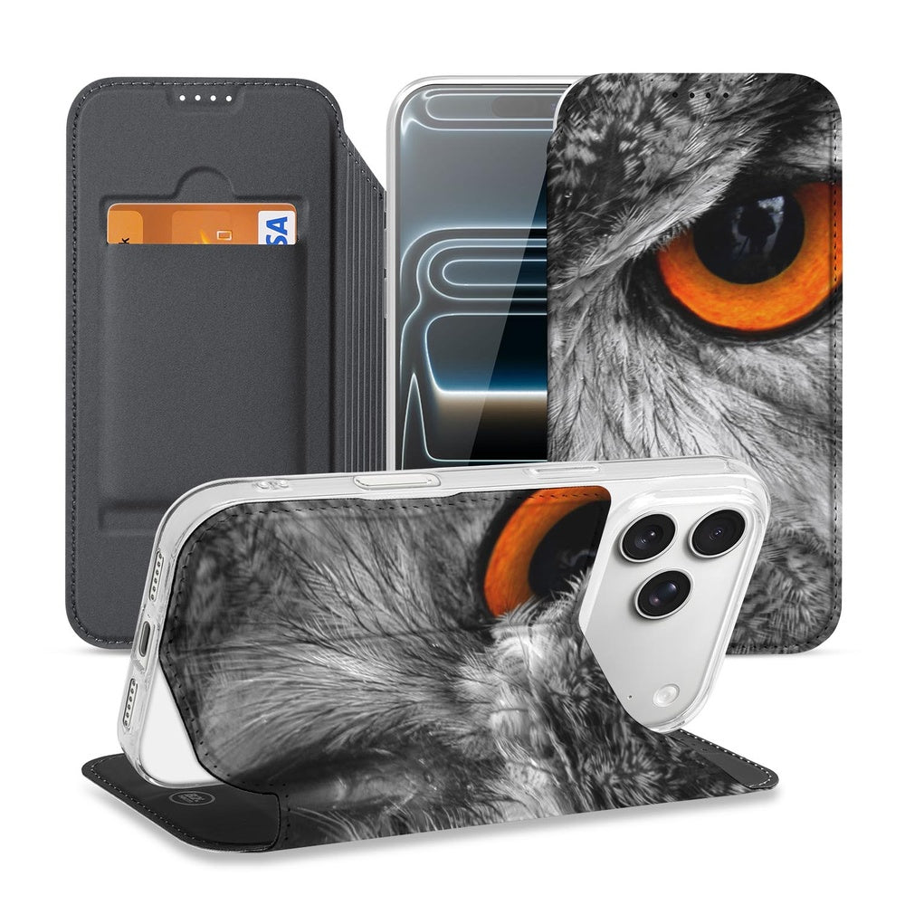 Standcase Hoesje Apple iPhone 18 Pro Max Uil uil ontwerp aantal aanzichten