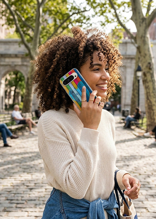 Telefoonhoesje met realistische hout look patroon