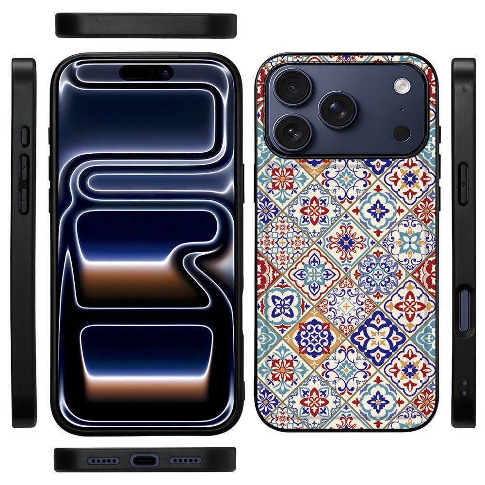 Zwarte TPU-rand van het Tiles Color hoesje voor iPhone 18 Pro Max in zijaanzicht
