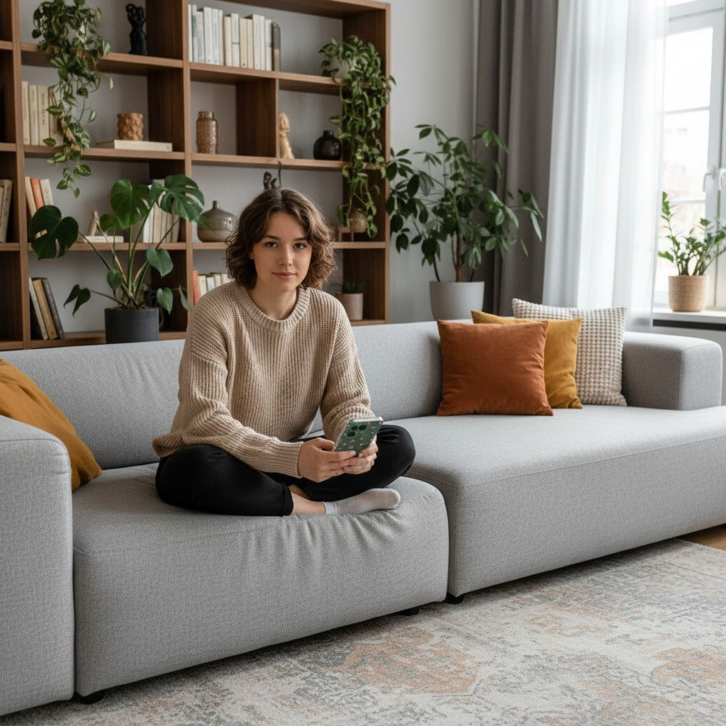 Fairphone 6 Hoesje Poep Emojis (TPU) - lifestyle foto in huiselijke setting