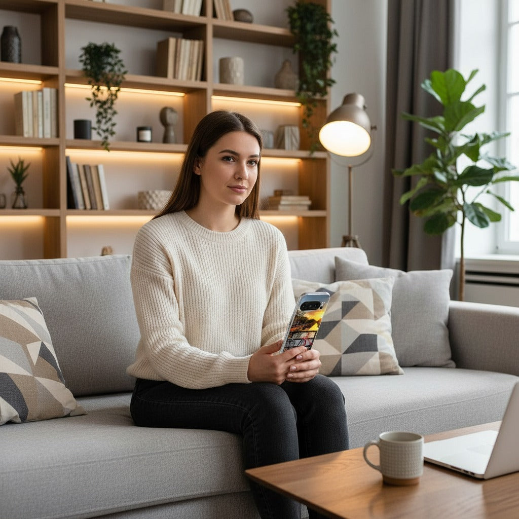 Google Pixel 10 / 10 Pro TPU hoesje Amsterdamse Grachten - lifestyle foto in huiselijke setting