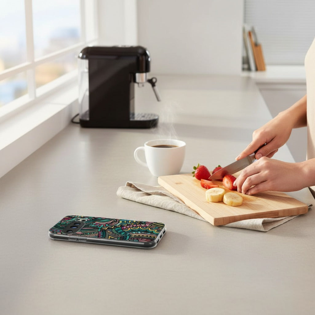 Google Pixel 10 / 10 Pro TPU hoesje Aztec - lifestyle foto in huiselijke setting
