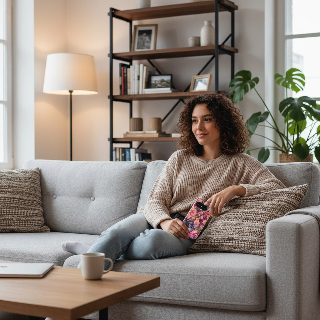 Google Pixel 10 / 10 Pro TPU hoesje Bosje Bloemen - lifestyle foto in huiselijke setting
