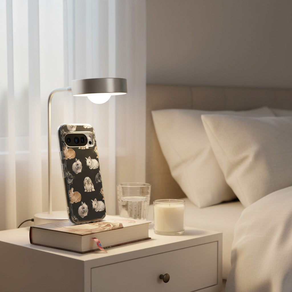 Google Pixel 10 / 10 Pro TPU hoesje Konijntjes - lifestyle foto in huiselijke setting