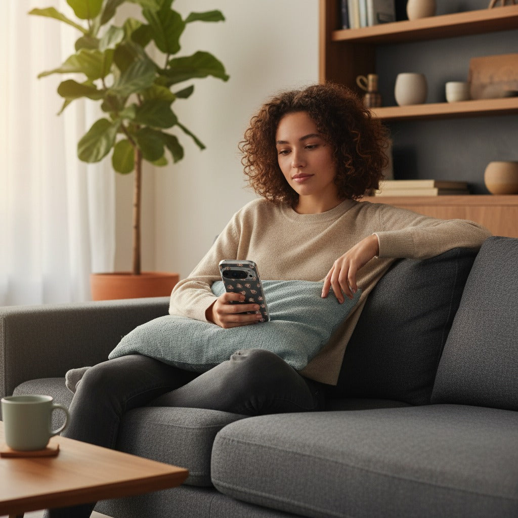 Google Pixel 10 / 10 Pro TPU hoesje Poep Emojis - lifestyle foto in huiselijke setting