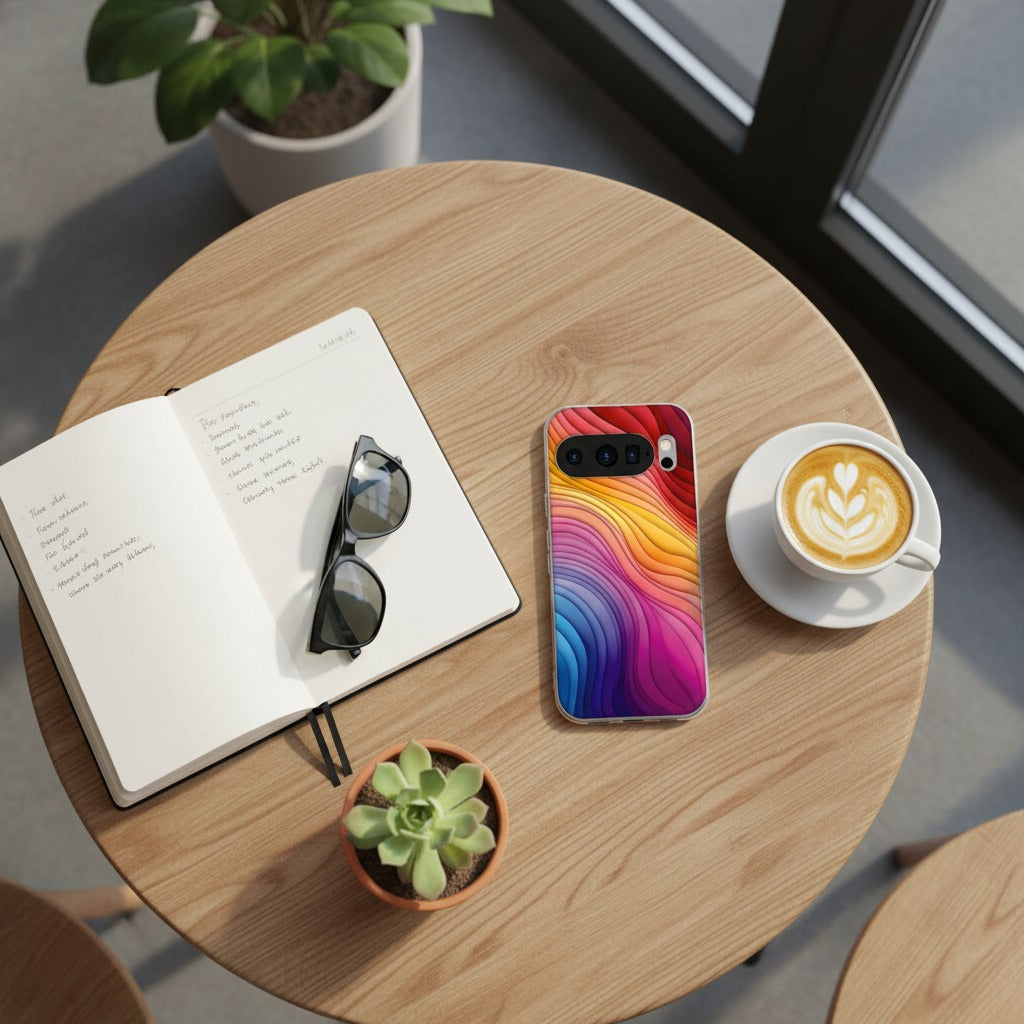 Google Pixel 10 / 10 Pro TPU hoesje Regenboog - lifestyle foto in huiselijke setting