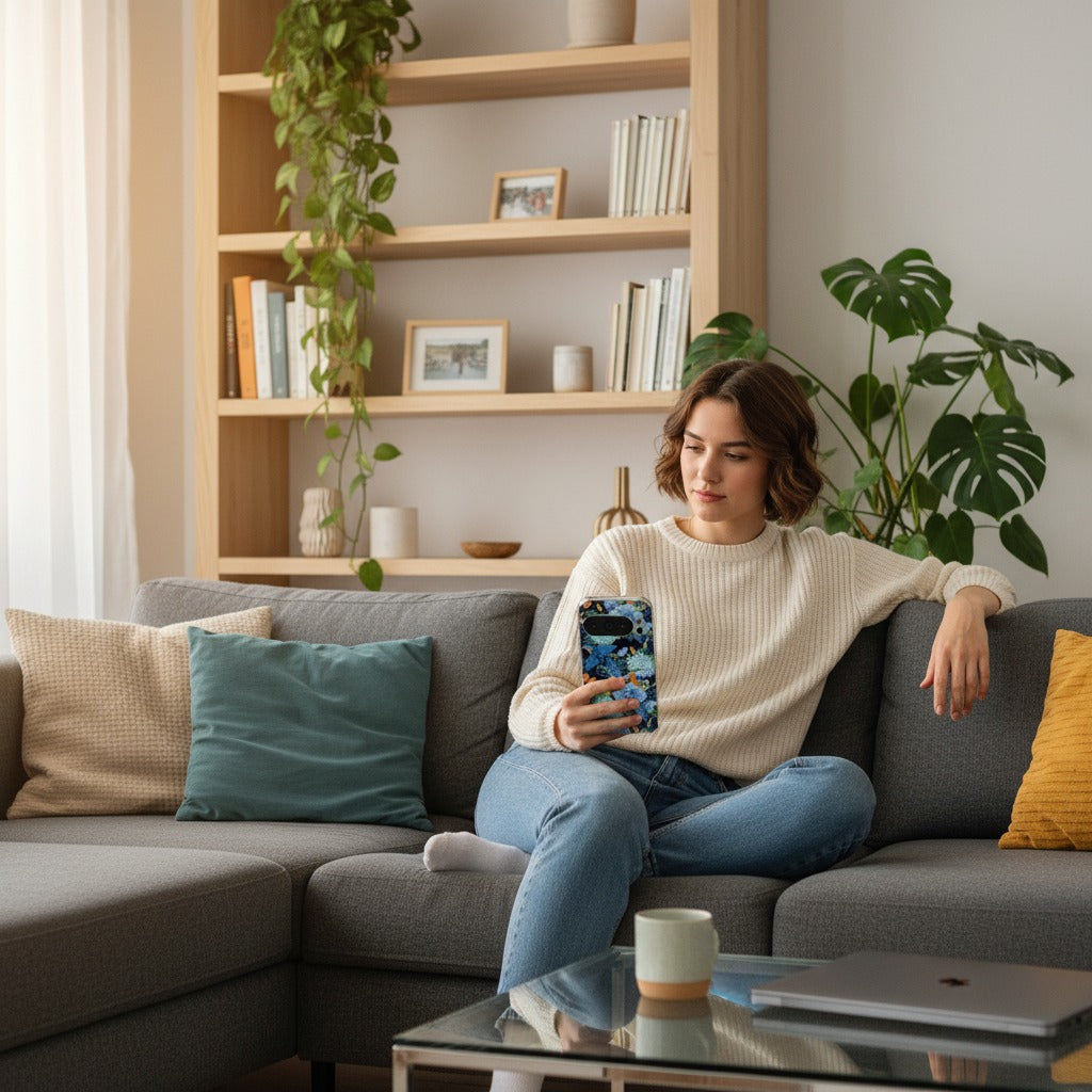 Google Pixel 10 / 10 Pro TPU hoesje IJsvogel - lifestyle foto in huiselijke setting