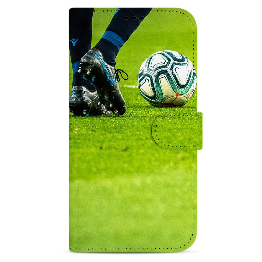 Gepersonaliseerd Book Cover Hoesje Samsung Galaxy Xcover 5 – Eigen Foto & Tekst met voetbal en voetbalschoenen