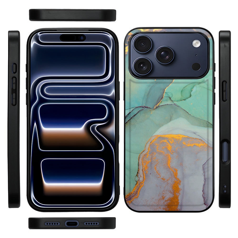 Zijaanzicht van het Watercolor Mix telefoonhoesje voor iPhone 18 Pro met zwarte rand
