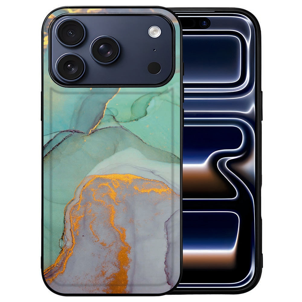 Vloeiende aquarelkleuren op de kunstleren achterkant van het Watercolor Mix iPhone 18 Pro hoesje
