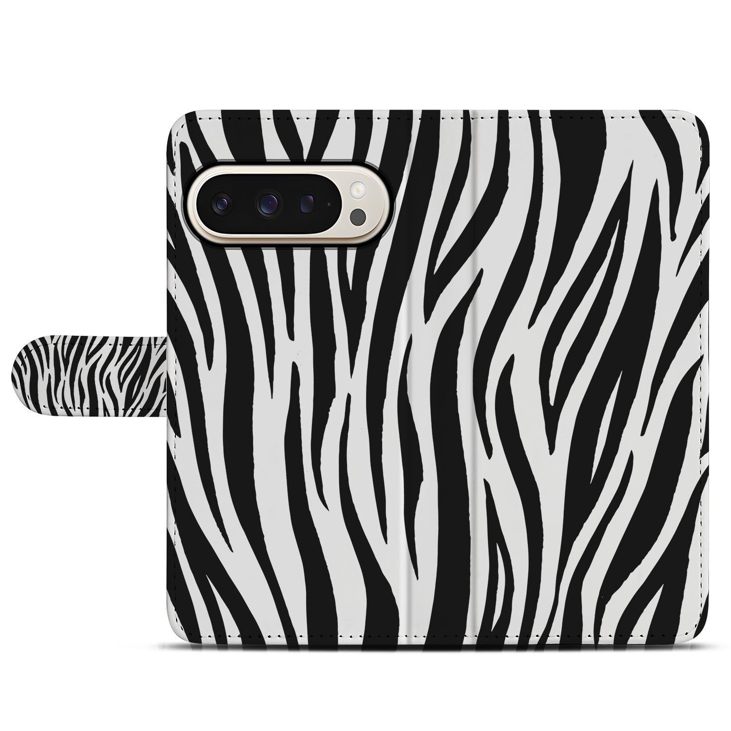 Google Pixel 10 Pro Elegant Zebra Design Hoesje boekcase aanzicht
